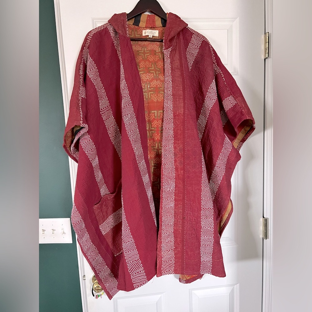 Kantha Coat with hood and pockets Boho